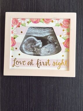 Pink Floral "Love at First Sight" Baby Sonogram Frame